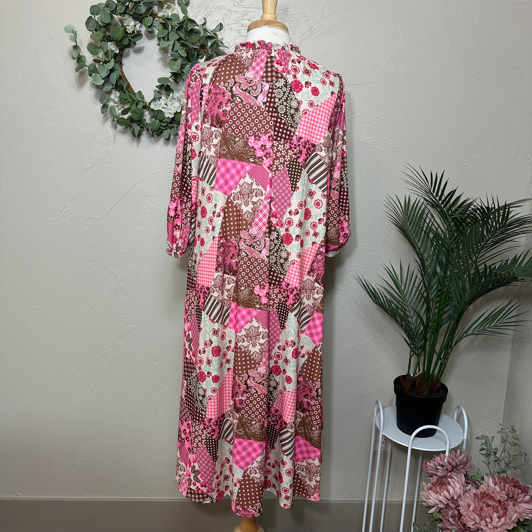 Liza Lou's Pink Fall Patchwork Dress
