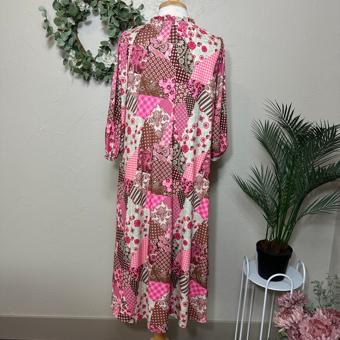 Liza Lou's Pink Fall Patchwork Dress