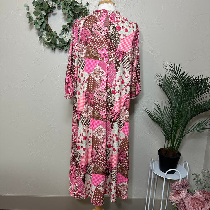 Liza Lou's Pink Fall Patchwork Dress