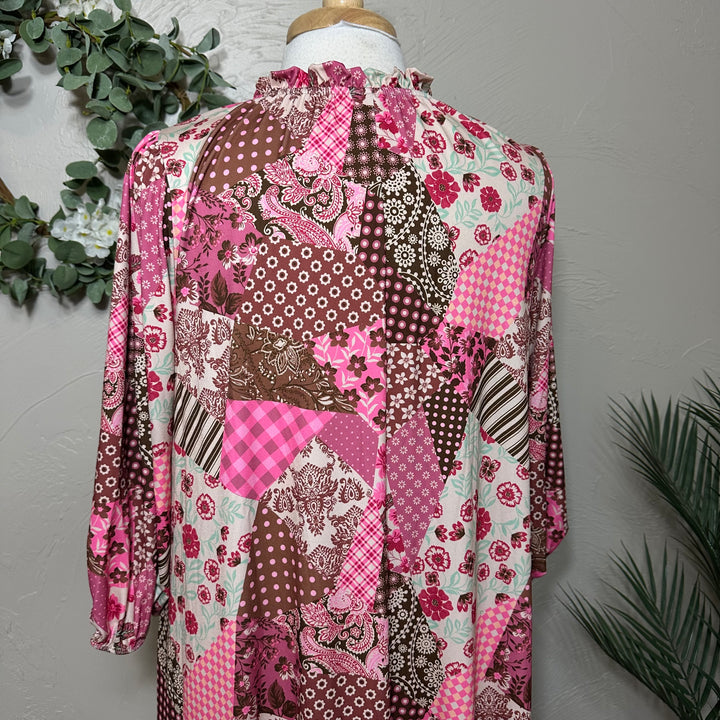 Liza Lou's Pink Fall Patchwork Dress