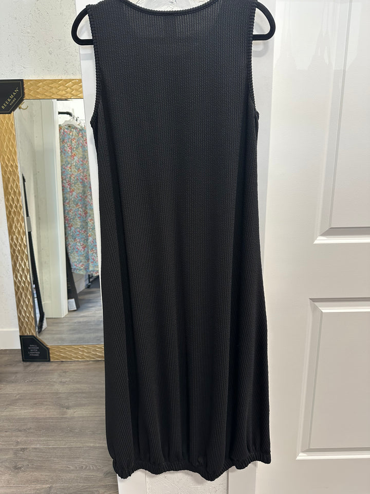 Liza Lou’s Jenna Sleeveless Ribbed Black Modest Dress Jumper