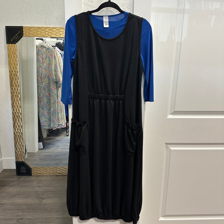 Liza Lou’s Jenna Sleeveless Ribbed Black Modest Dress Jumper