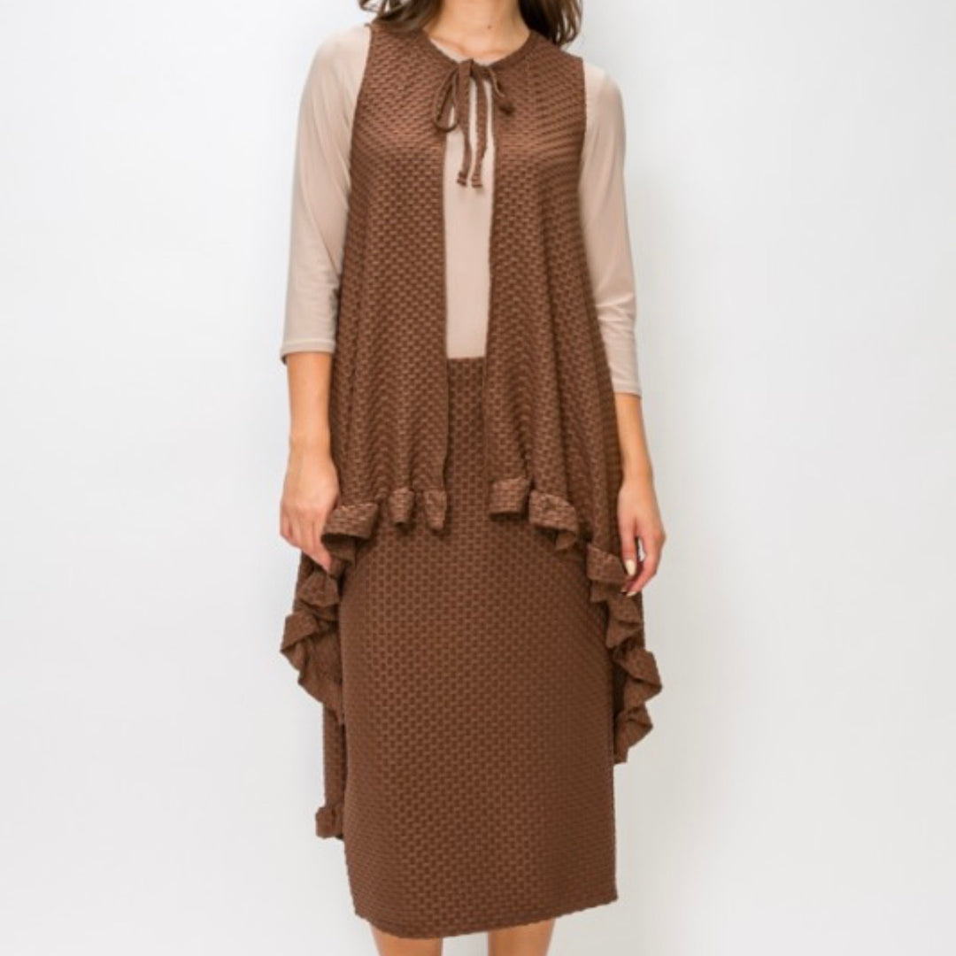 Liza Lou’s Honeycomb Hi Low Vest with Tie