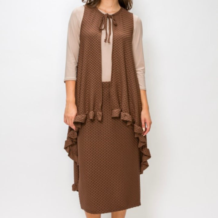 Liza Lou’s Honeycomb Hi Low Vest with Tie