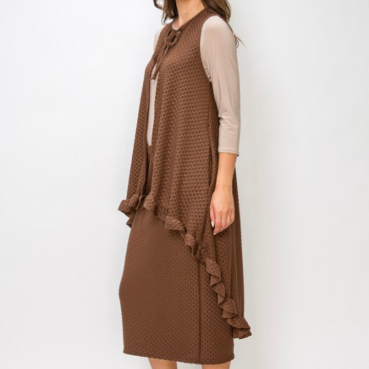 Liza Lou’s Honeycomb Hi Low Vest with Tie