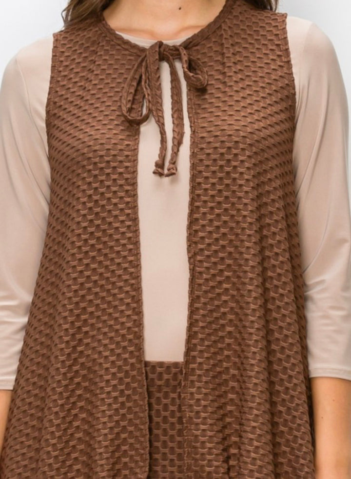 Liza Lou’s Honeycomb Hi Low Vest with Tie