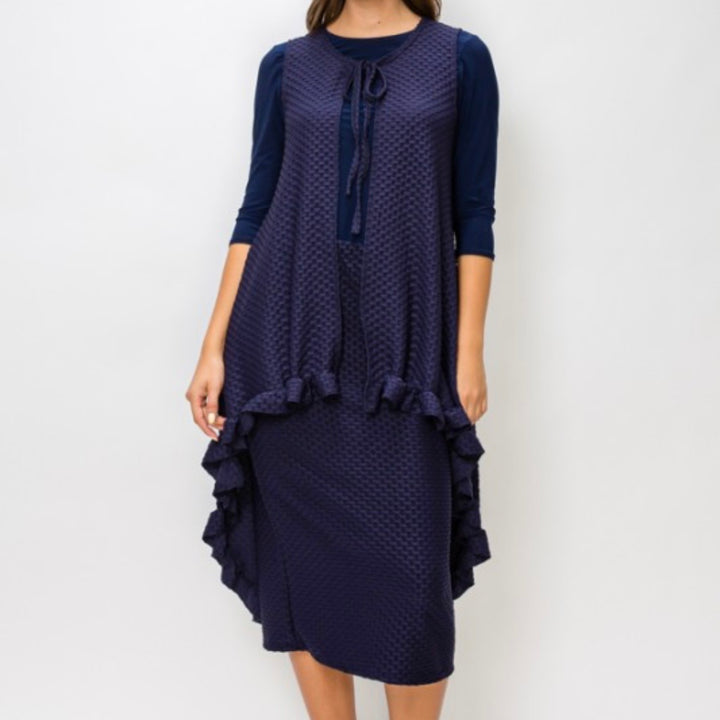 Liza Lou’s Honeycomb Hi Low Vest with Tie