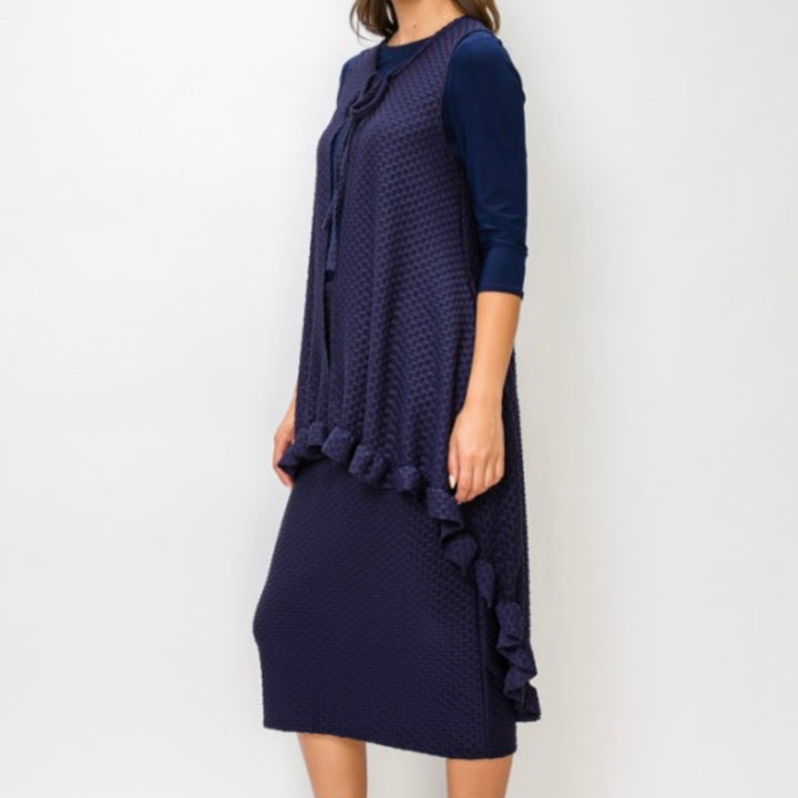Liza Lou’s Honeycomb Hi Low Vest with Tie