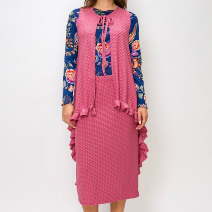 Liza Lou’s Honeycomb Hi Low Vest with Tie