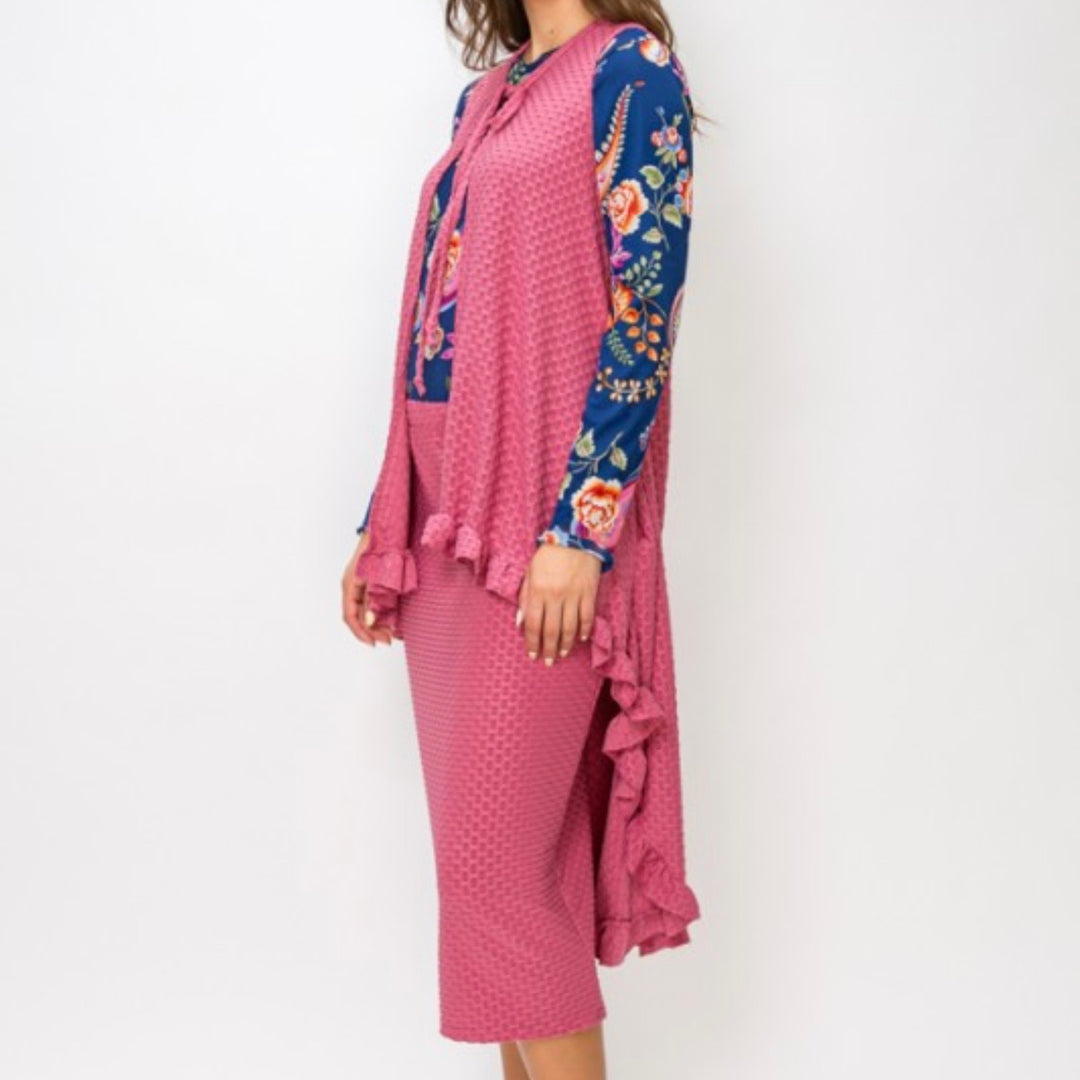 Liza Lou’s Honeycomb Hi Low Vest with Tie