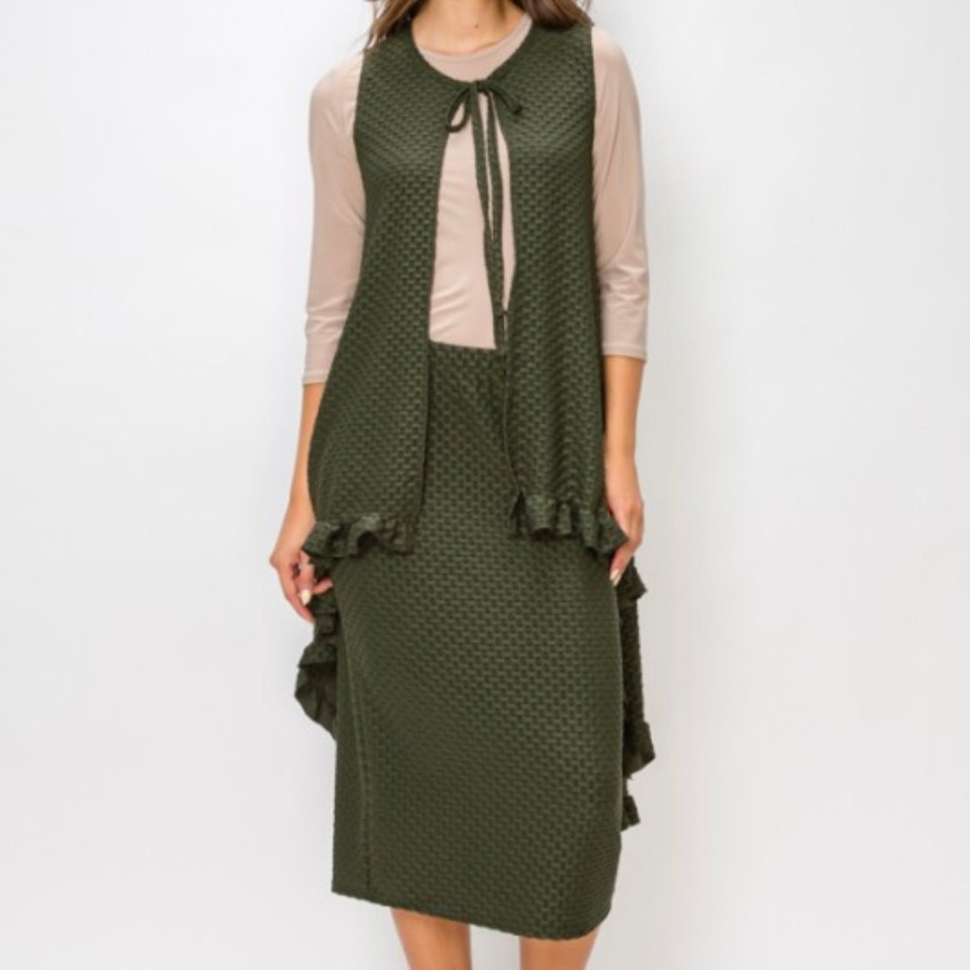 Liza Lou’s Honeycomb Hi Low Vest with Tie