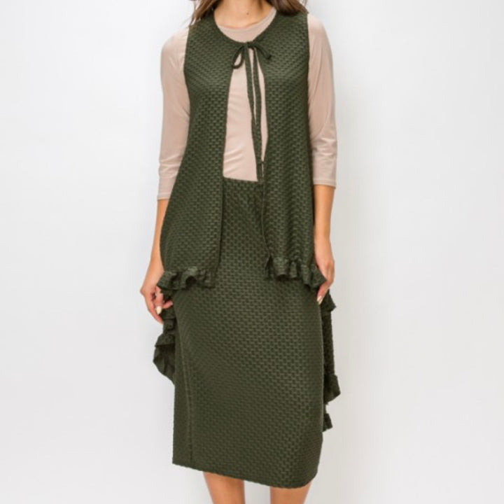 Liza Lou’s Honeycomb Hi Low Vest with Tie