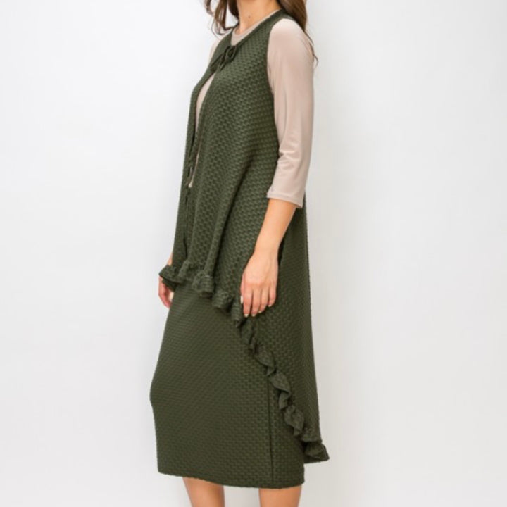 Liza Lou’s Honeycomb Hi Low Vest with Tie