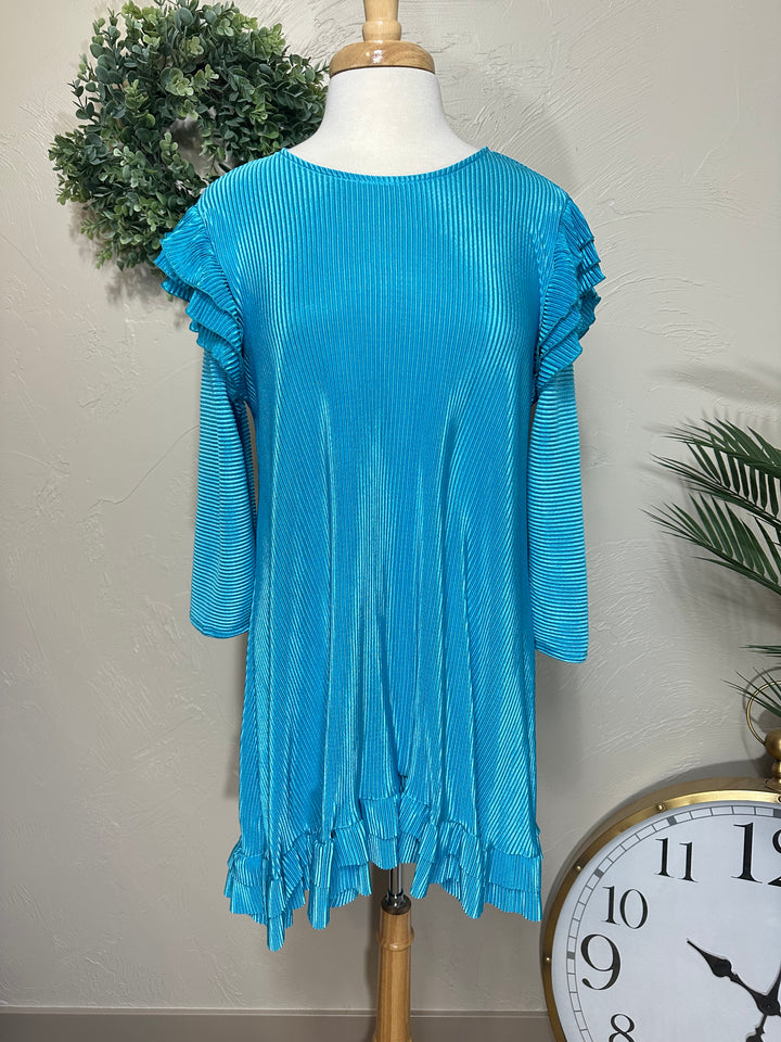 Liza Lou's Modest Bodre Turquoise Color Tunic Top