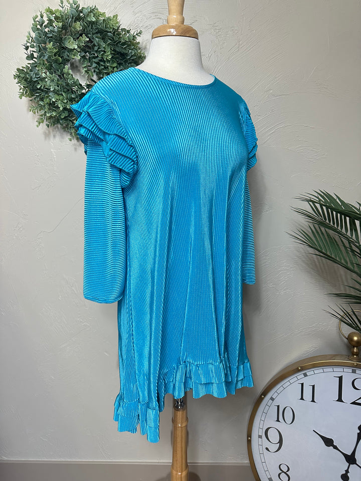 Liza Lou's Modest Bodre Turquoise Color Tunic Top
