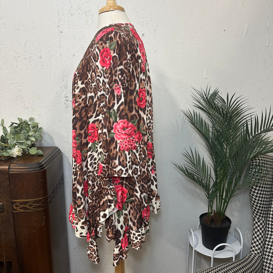 Liza Lou’s Classy Estella Mixed Rose Floral and Animal Print Floral Tunic