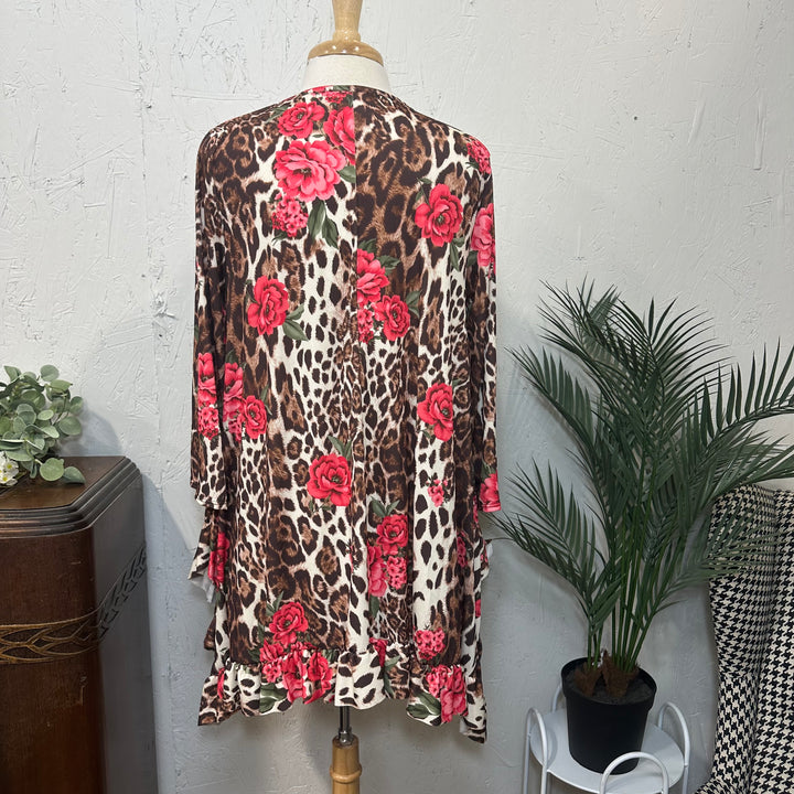 Liza Lou’s Classy Estella Mixed Rose Floral and Animal Print Floral Tunic