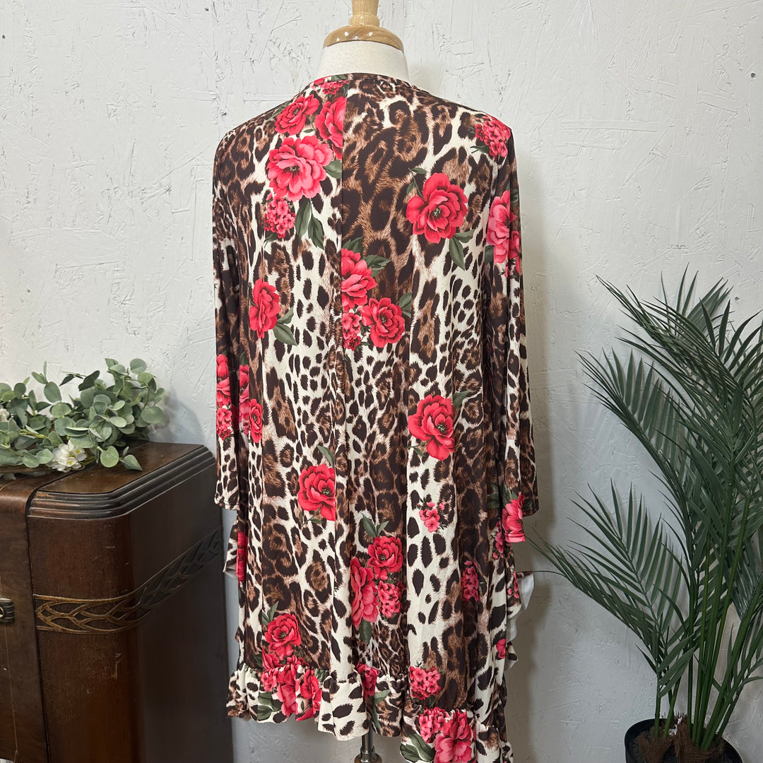 Liza Lou’s Classy Estella Mixed Rose Floral and Animal Print Floral Tunic