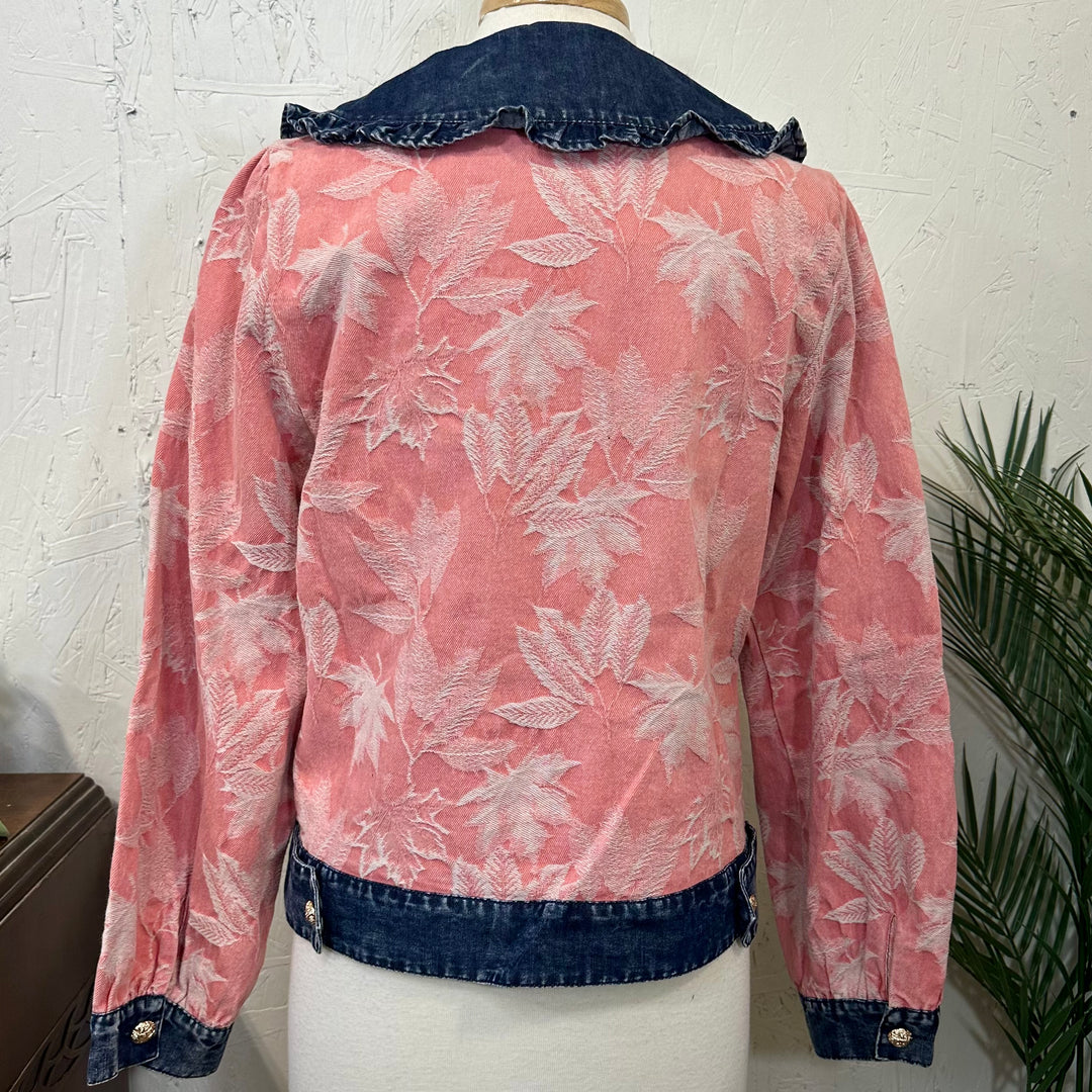 Liza Lou's Matilda Classy Jacquard Pink w/ Denim Contrast Jacket