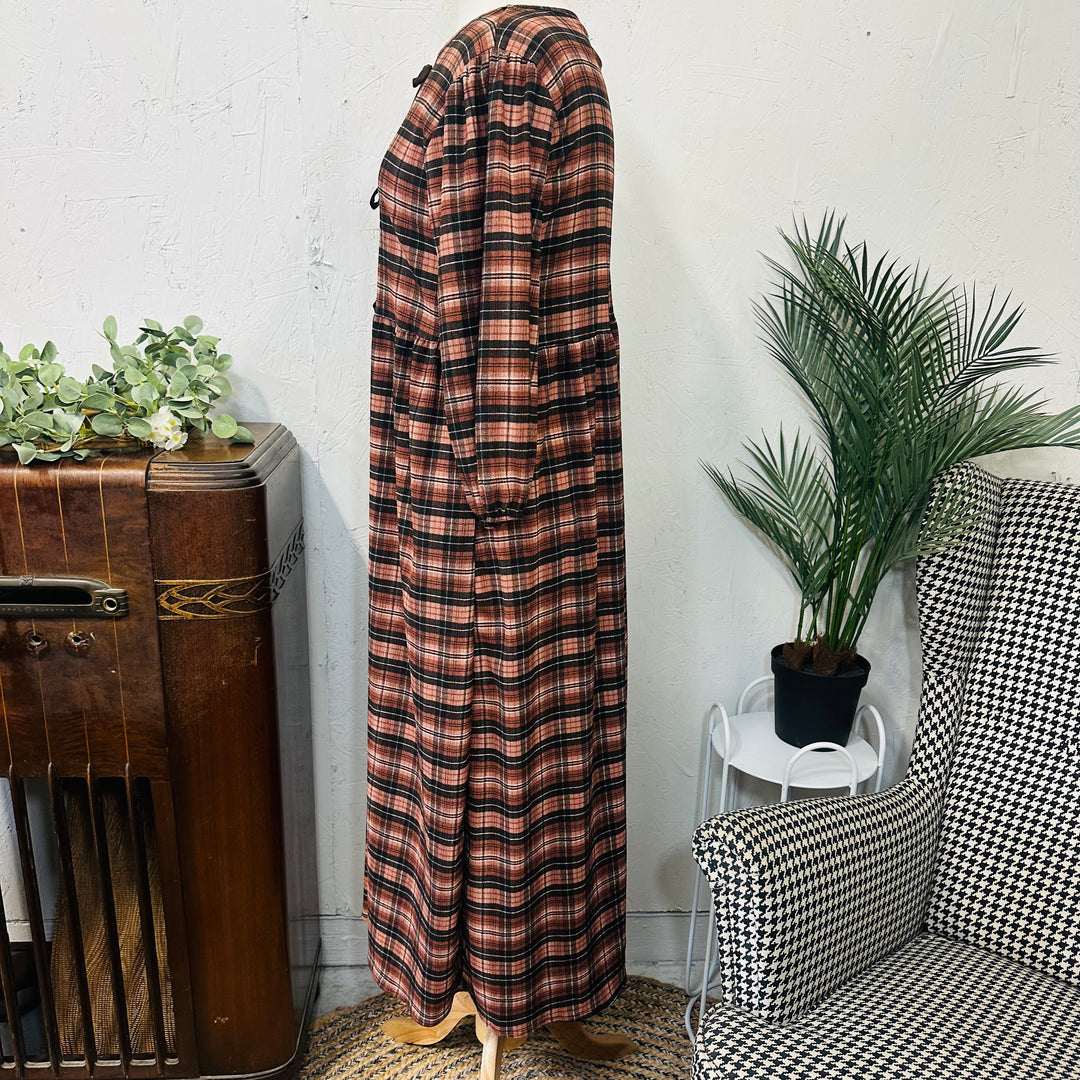 Liza Lou's Brown & Black Plaid Modest Dress