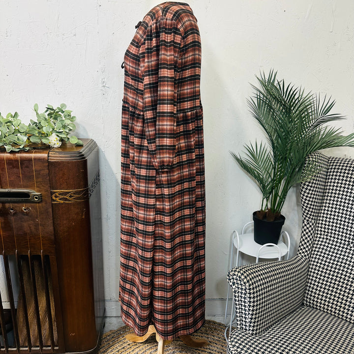 Liza Lou's Brown & Black Plaid Modest Dress