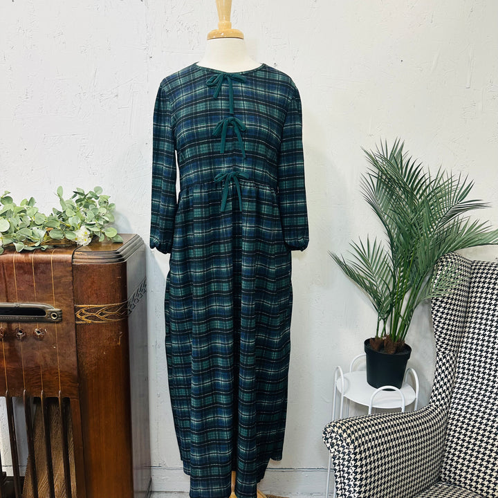 Liza Lou's Blue & Green Plaid Modest Dress