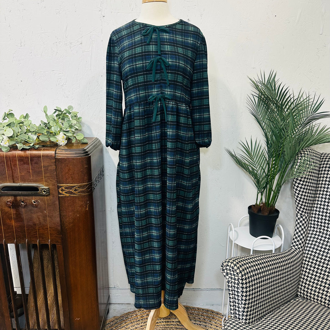 Liza Lou's Blue & Green Plaid Modest Dress