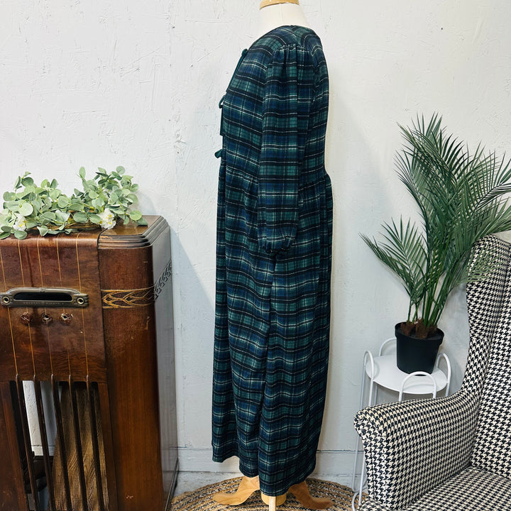 Liza Lou's Blue & Green Plaid Modest Dress