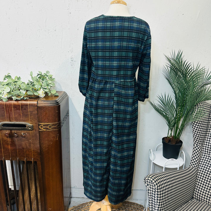 Liza Lou's Blue & Green Plaid Modest Dress