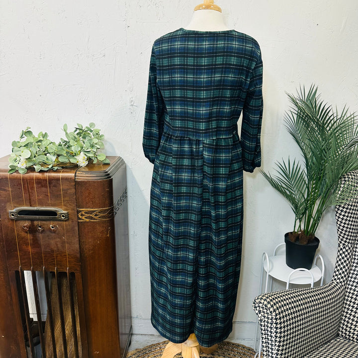 Liza Lou's Blue & Green Plaid Modest Dress