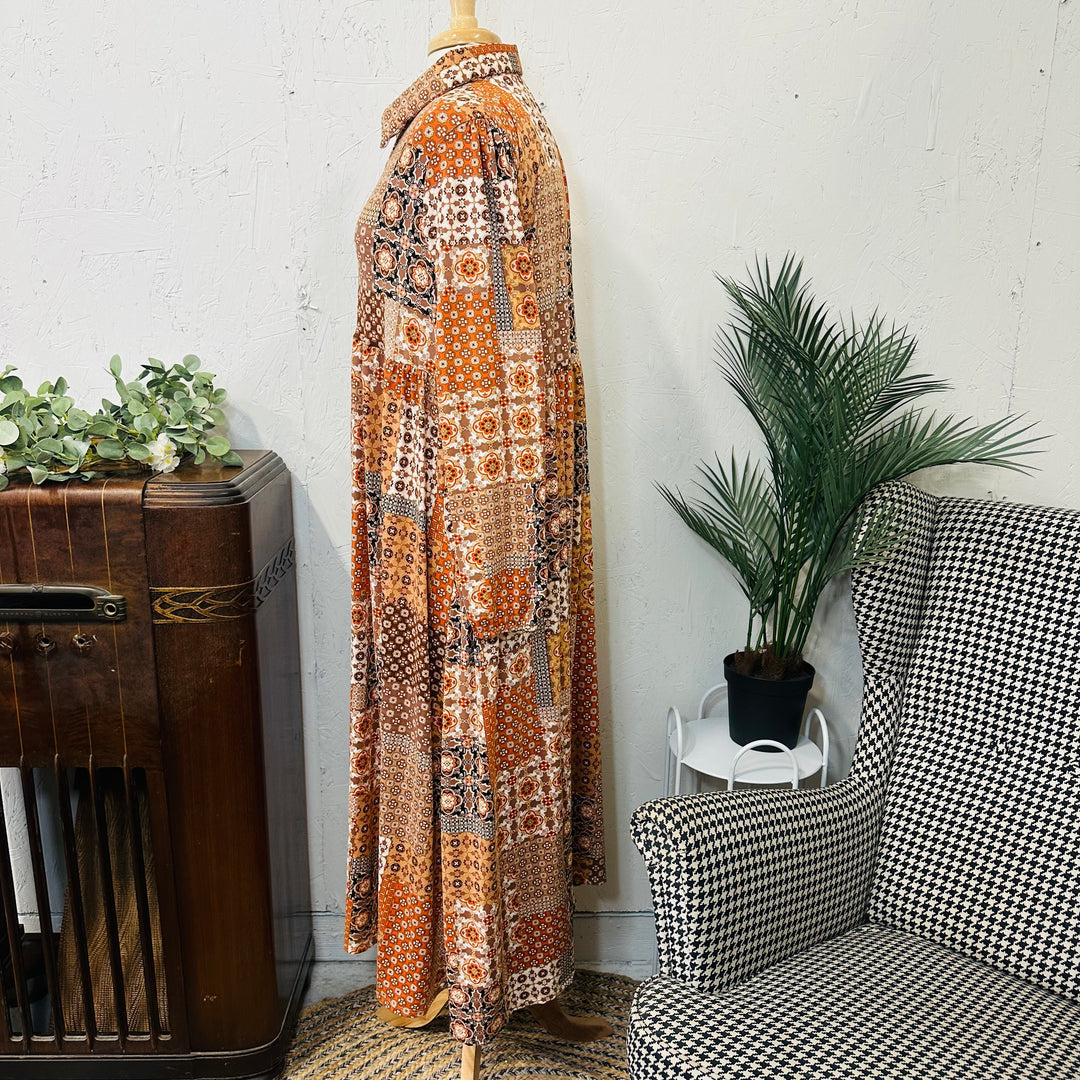 Liza's Autumn Breeze Patchwork Modest Long Dress