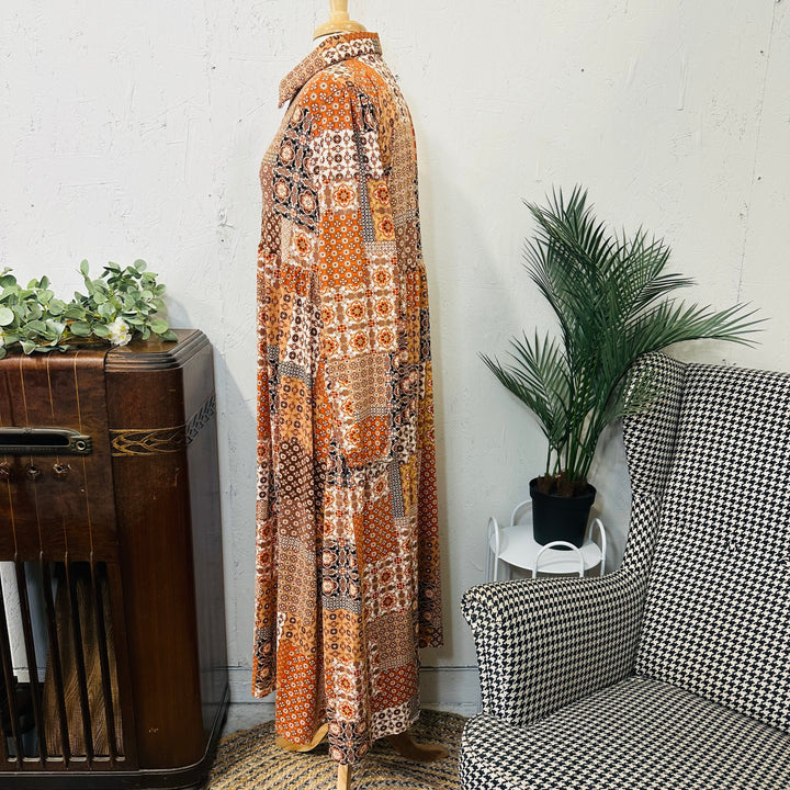 Liza's Autumn Breeze Patchwork Modest Long Dress