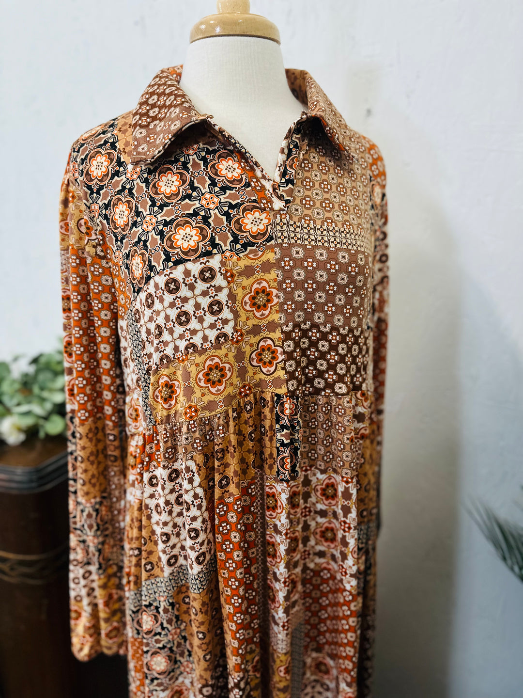 Liza's Autumn Breeze Patchwork Modest Long Dress