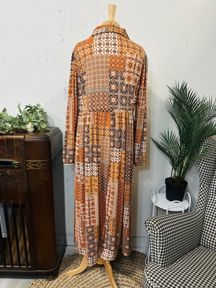 Liza's Autumn Breeze Patchwork Modest Long Dress