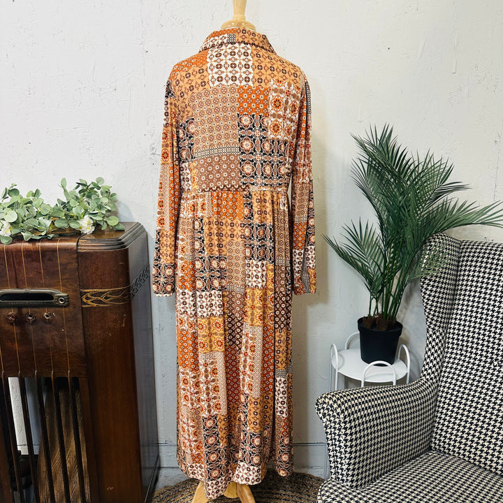 Liza's Autumn Breeze Patchwork Modest Long Dress