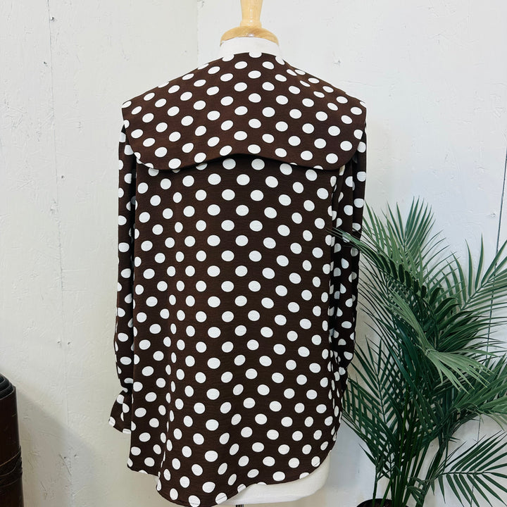Betty Lou Brown & White Polka Dot Top w/ Peter Pan Collar