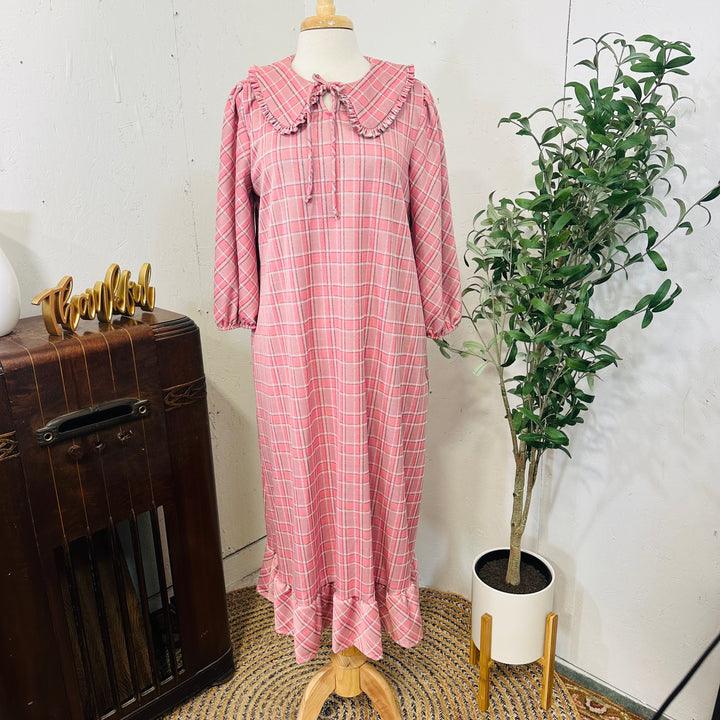 Liza Lou’s Pink Plaid Dress w/ Peter Pan Collar