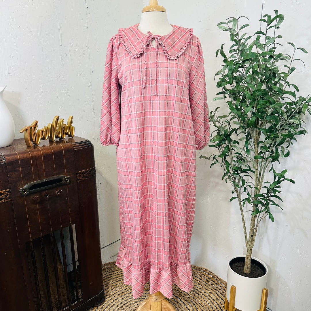 Liza Lou’s Pink Plaid Dress w/ Peter Pan Collar