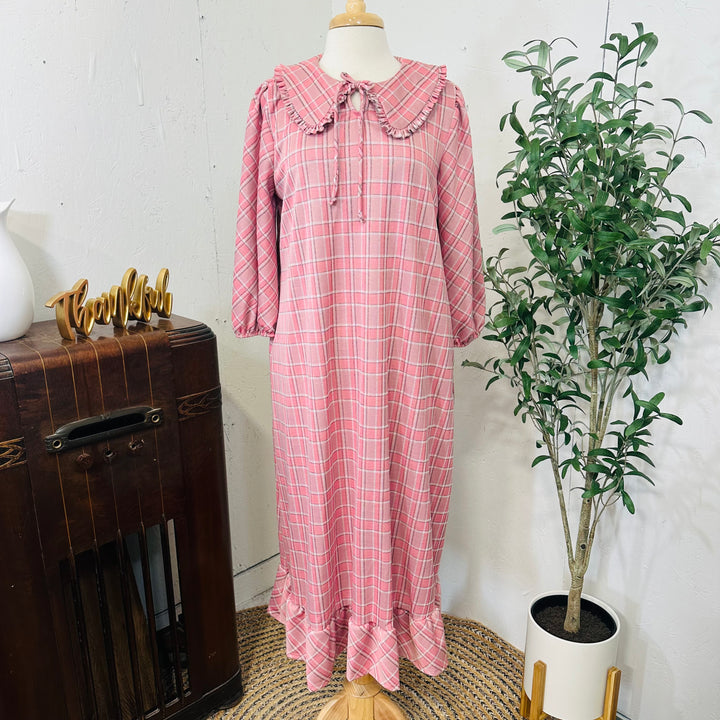Liza Lou’s Pink Plaid Dress w/ Peter Pan Collar