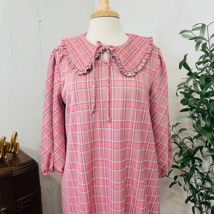 Liza Lou’s Pink Plaid Dress w/ Peter Pan Collar