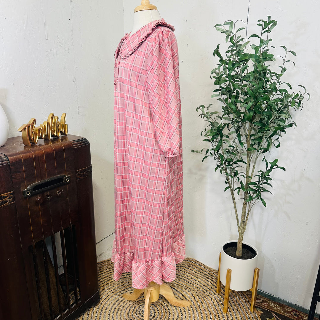 Liza Lou’s Pink Plaid Dress w/ Peter Pan Collar