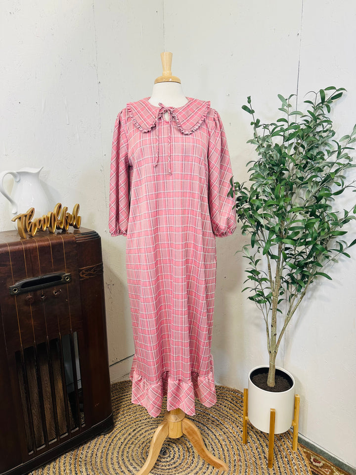Liza Lou’s Pink Plaid Dress w/ Peter Pan Collar