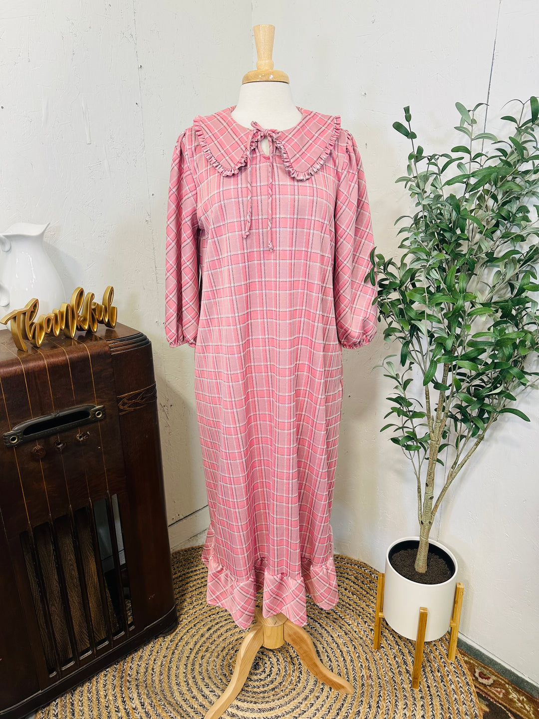 Liza Lou’s Pink Plaid Dress w/ Peter Pan Collar