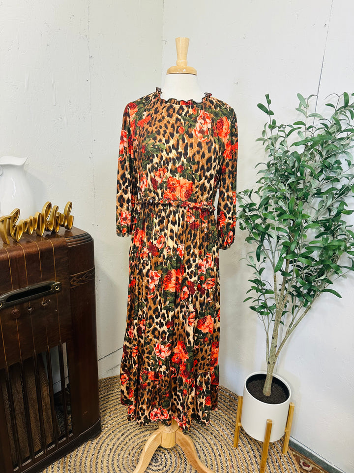 Liza Lou’s Jade Floral Animal Print Floral Modest Dress