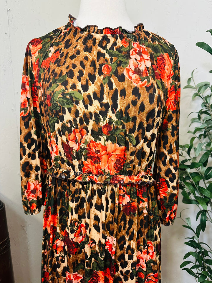 Liza Lou’s Jade Floral Animal Print Floral Modest Dress