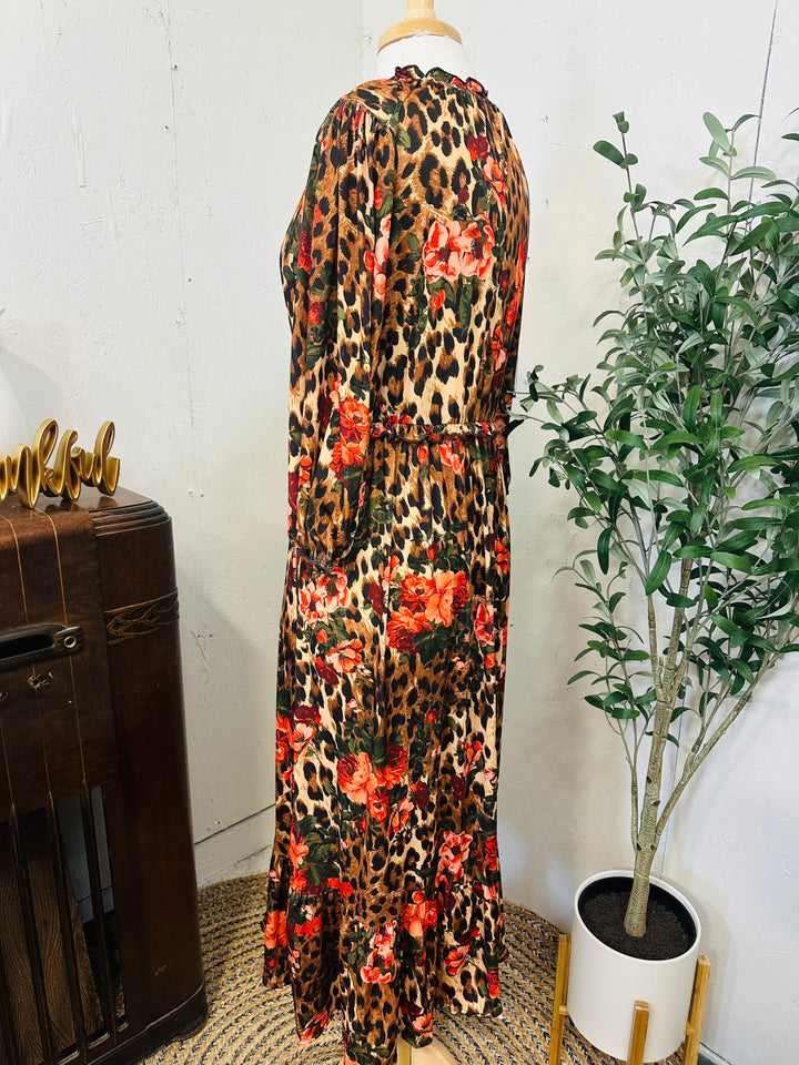 Liza Lou’s Jade Floral Animal Print Floral Modest Dress