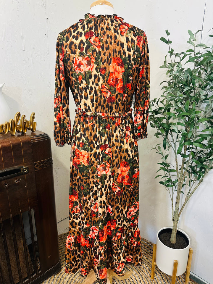 Liza Lou’s Jade Floral Animal Print Floral Modest Dress