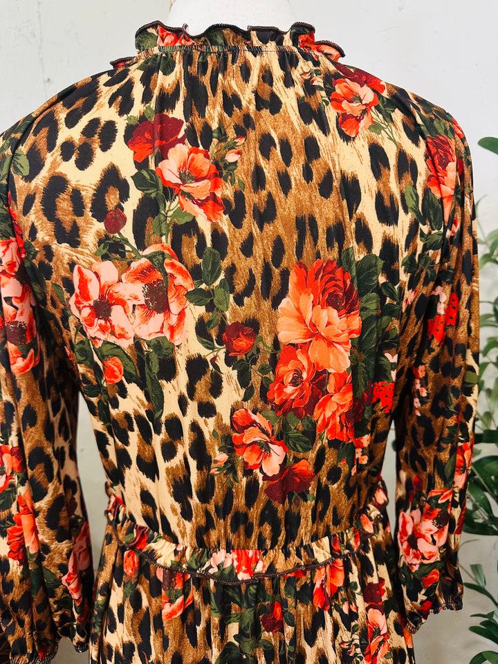 Liza Lou’s Jade Floral Animal Print Floral Modest Dress