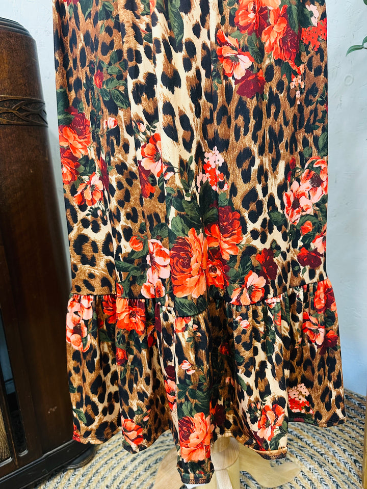 Liza Lou’s Jade Floral Animal Print Floral Modest Dress