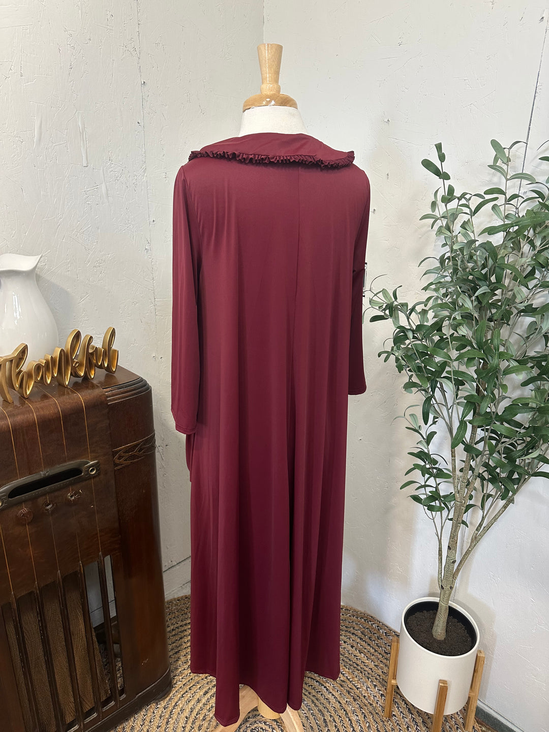 Liza Lou's Greta Wine Burgundy Dress w/ Peter Pan Collar